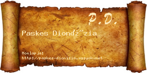 Paskes Dionízia névjegykártya